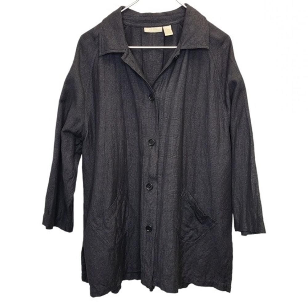 J. Jill Linen Button Down Shacket Blouse L